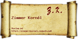 Zimmer Kornél névjegykártya